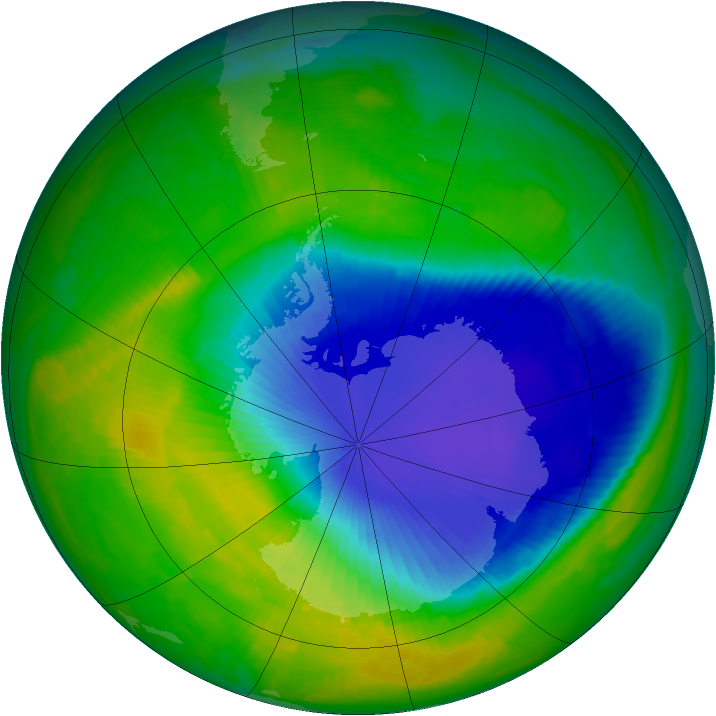 Antarctic ozone map for 15 November 1998